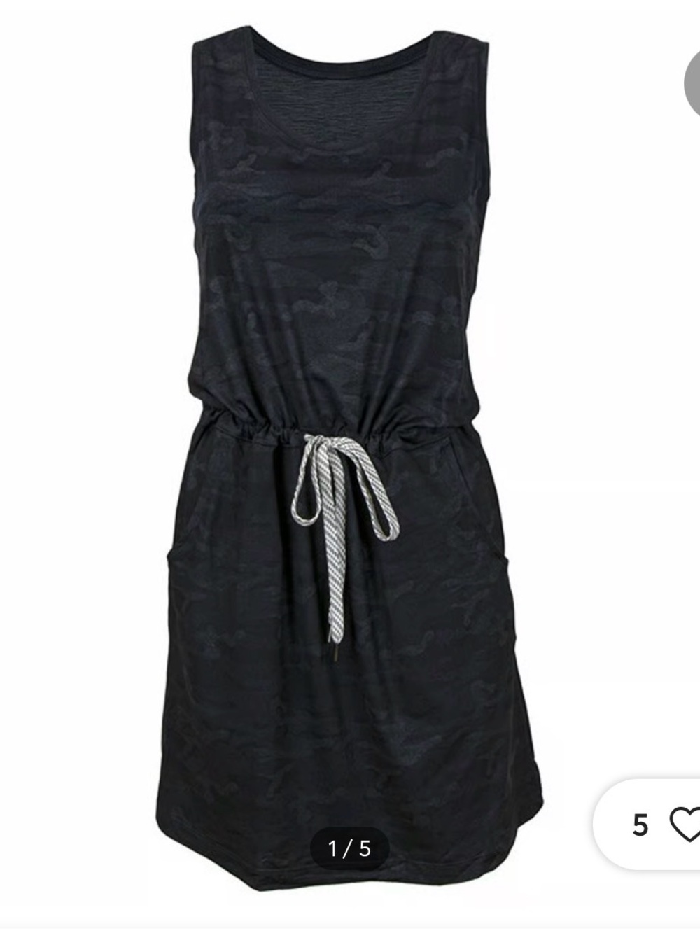 Casual Black Drawstring Midi Dress with Pockets